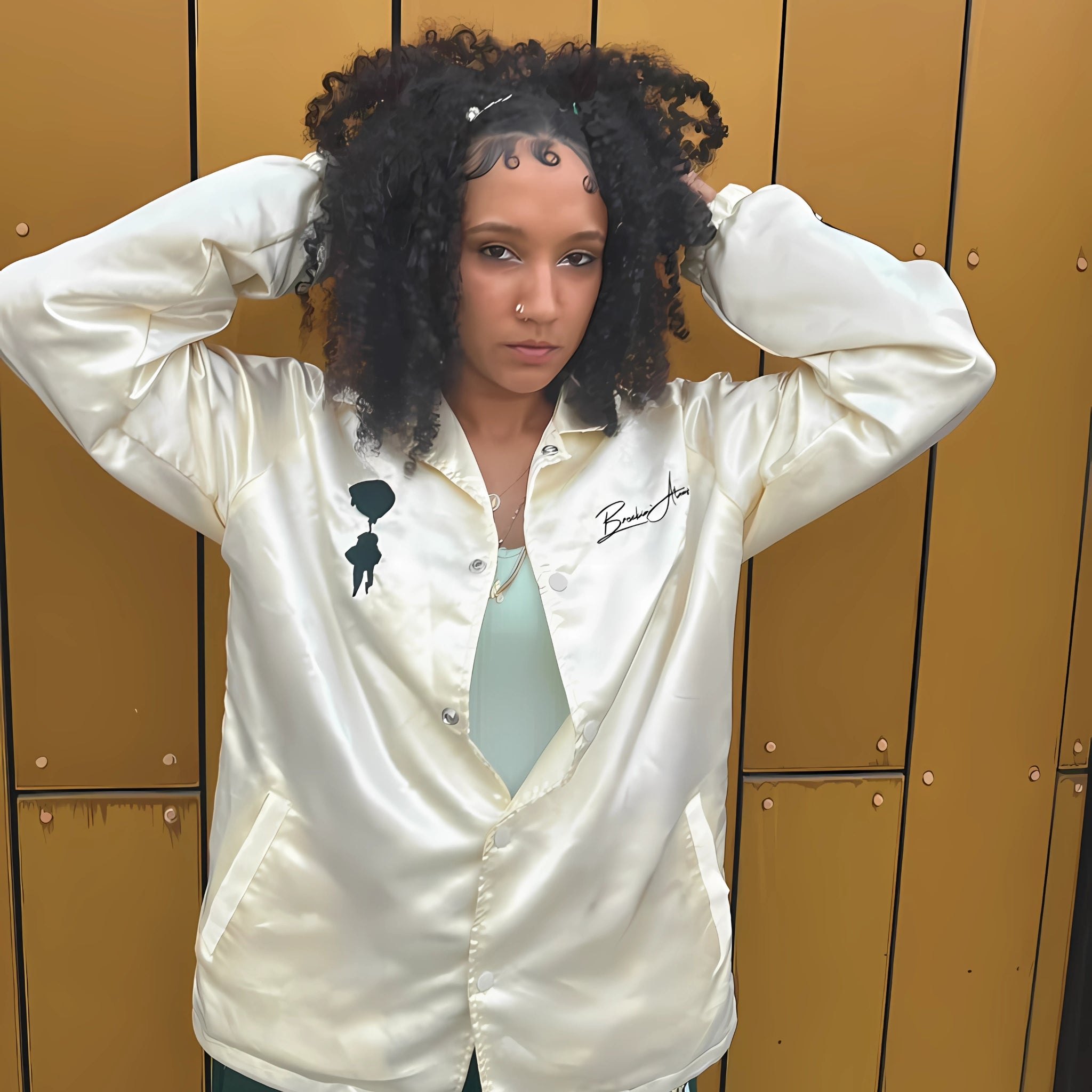 Breakin' Atoms Off-White Satin Jacket