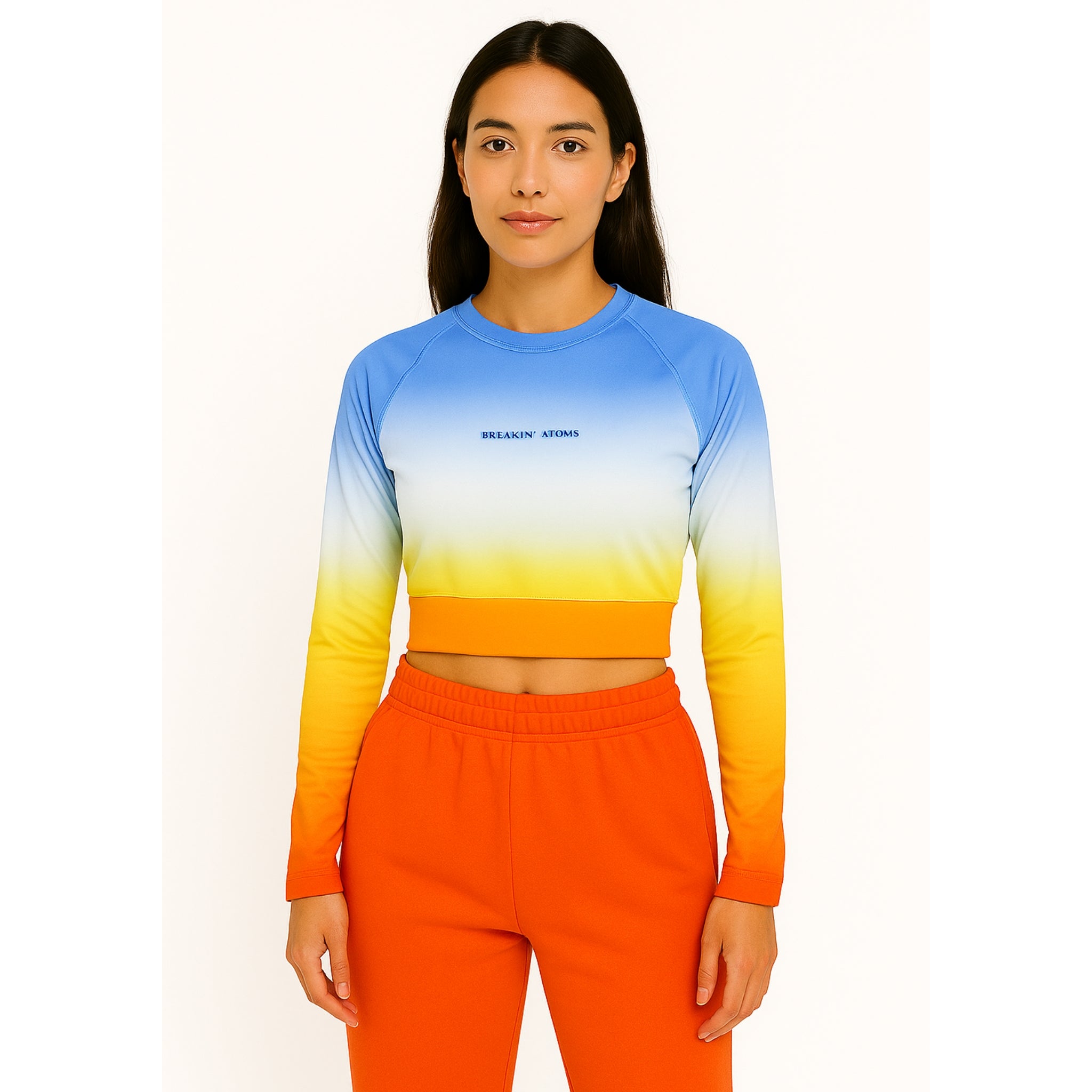 Chromatic Drift long-sleeve crop top