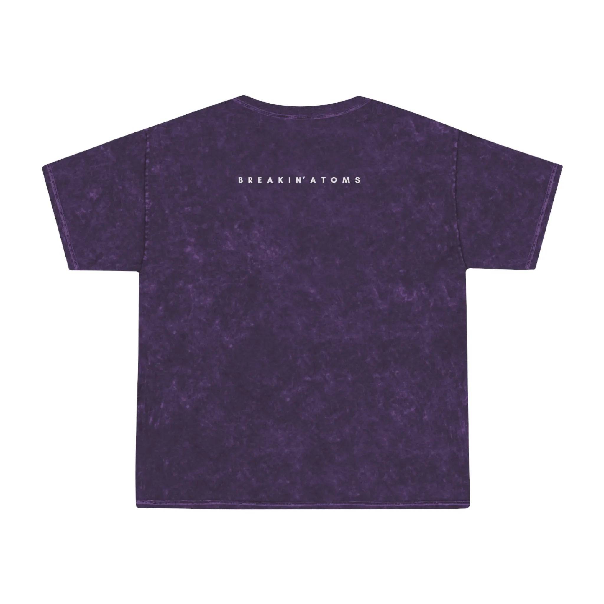 Model wearing Breakin' Atoms "Element Tee – Mineral Wash," a vintage-washed short sleeve t-shirt with a relaxed fit and minimalist front design — perfect for laid-back streetwear styling.