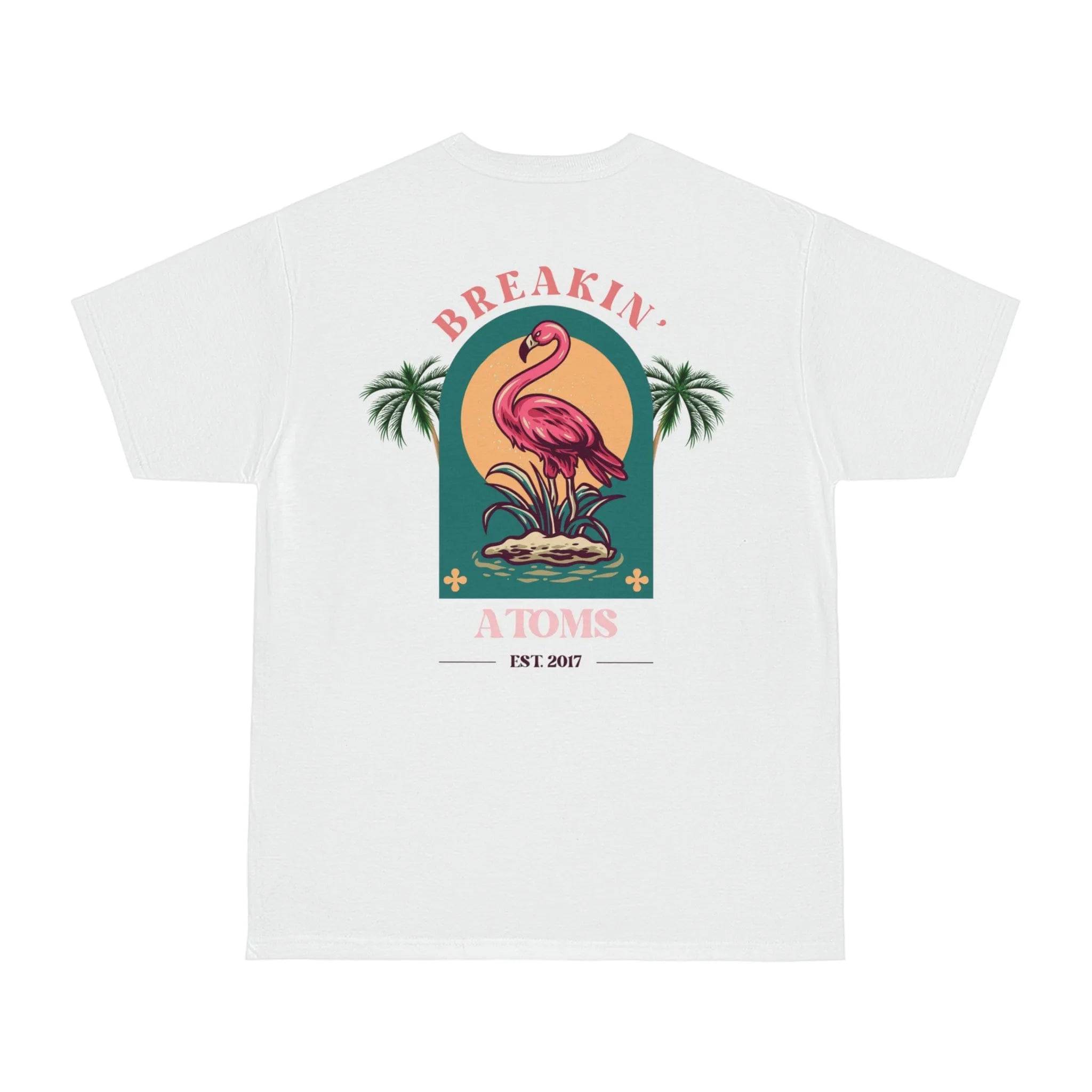 Model wearing Breakin' Atoms "Welcome to Florida" Tee, a bold graphic t-shirt featuring retro-inspired typography and Florida-themed visuals — perfect for lovers of sun-soaked culture and streetwear with attitude.