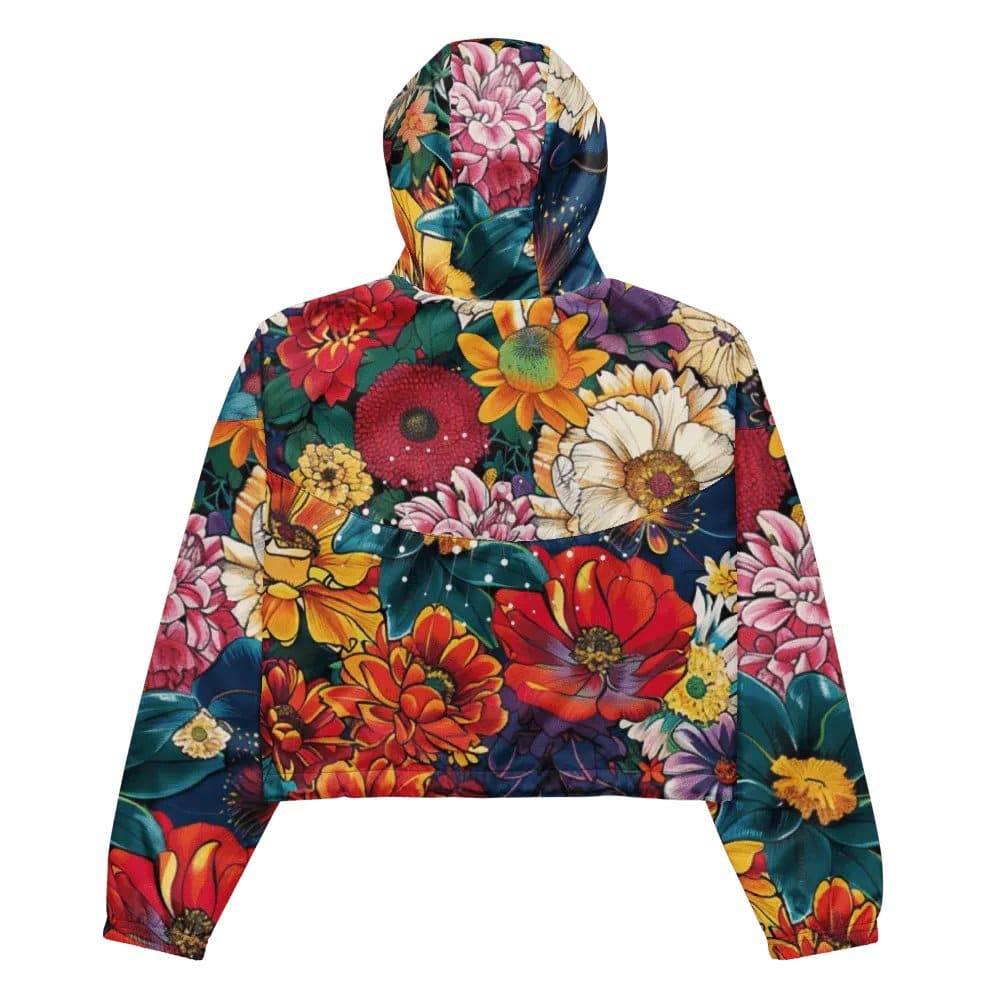 Breakin Atoms 2D Floral Women’s Cropped Windbreaker