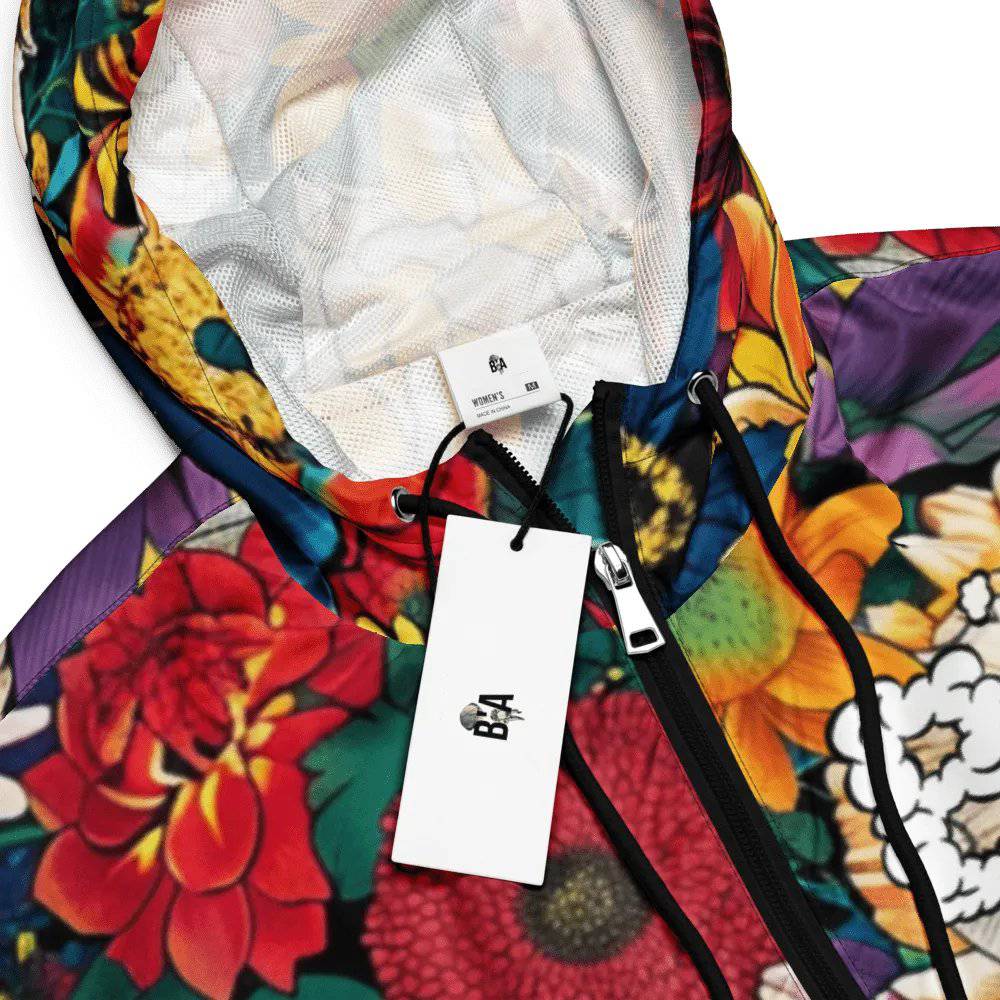 Breakin Atoms 2D Floral Women’s Cropped Windbreaker - BREAKIN' ATOMS