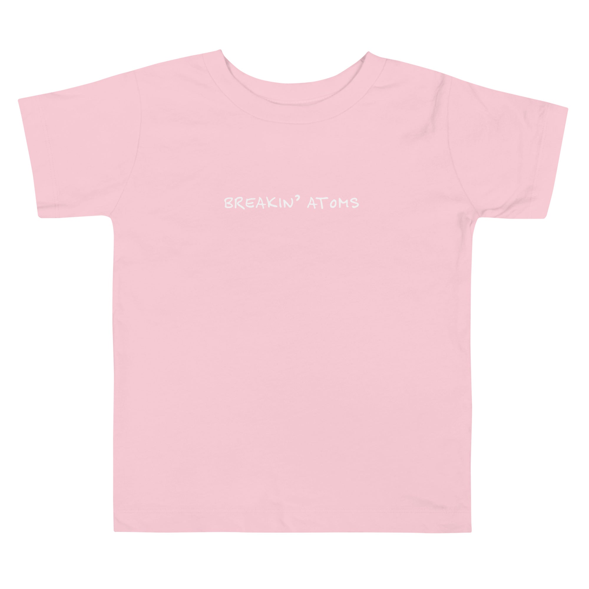Child wearing the Breakin' Atoms Kids Tee in white, featuring clean Breakin’ Atoms logo print — a soft, versatile everyday shirt designed for active and expressive youth.