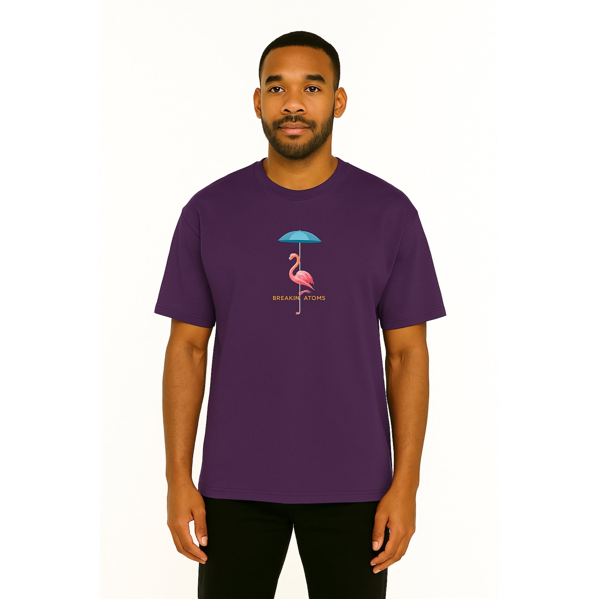 Model wearing Breakin' Atoms "Welcome to Florida" Tee, a bold graphic t-shirt featuring retro-inspired typography and Florida-themed visuals — perfect for lovers of sun-soaked culture and streetwear with attitude.