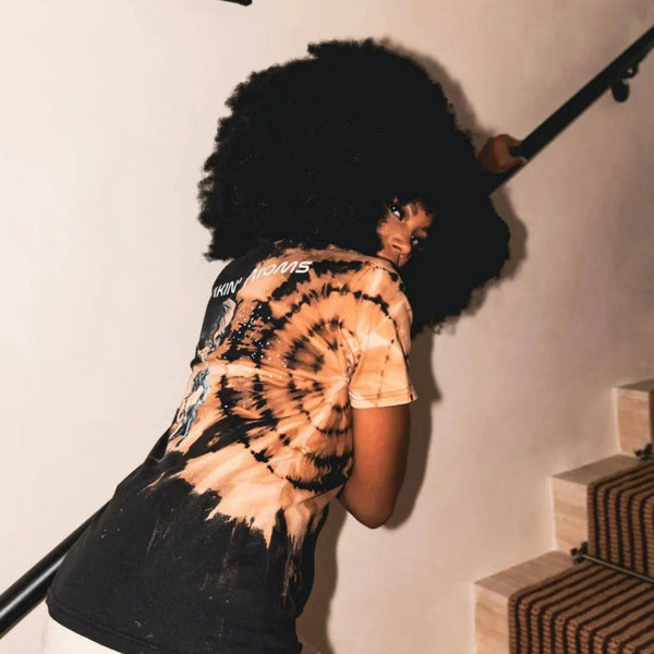 Breakin' Atoms x Organized Chaos Bull’s Eye Tie-Dye T-Shirt (Limited Edition) – Bold graphic design with tie-dye pattern"