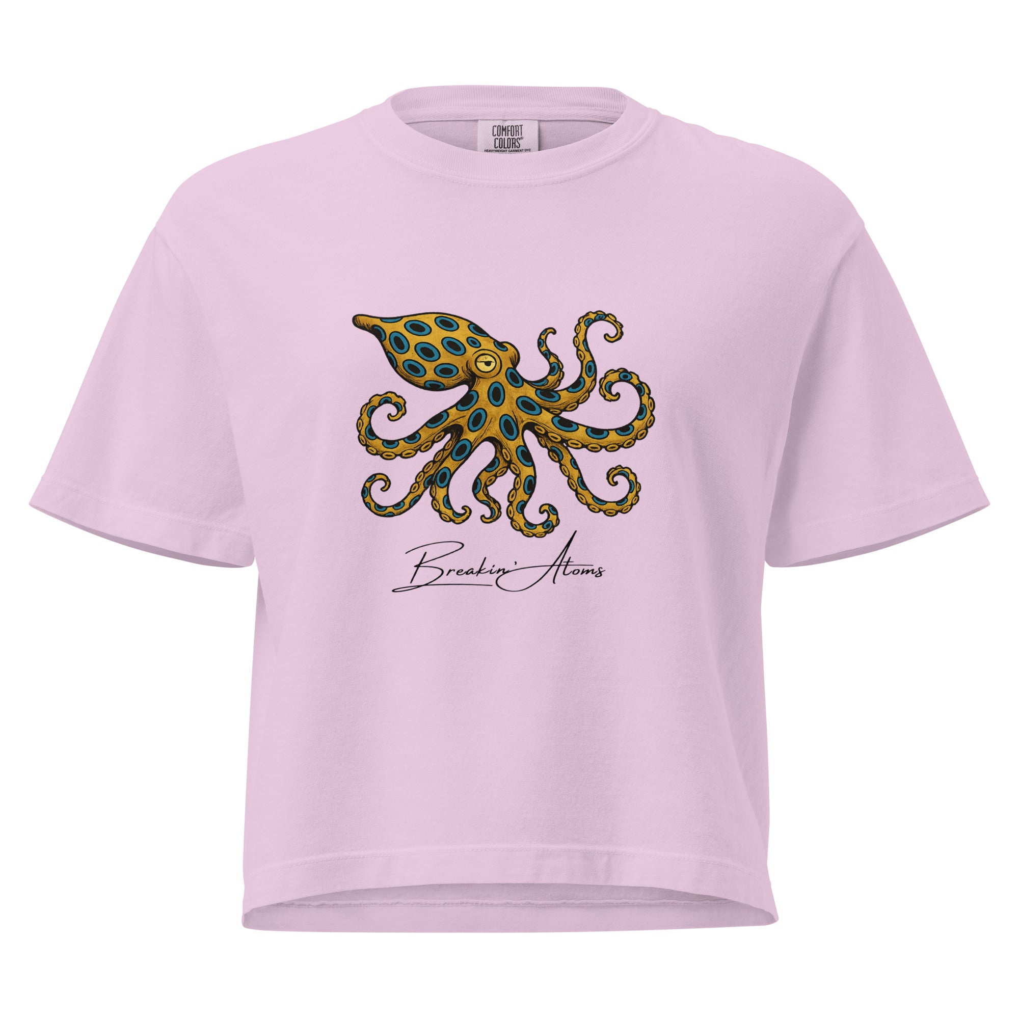 Model wearing Breakin' Atoms Still Poison graphic tee – bold streetwear design