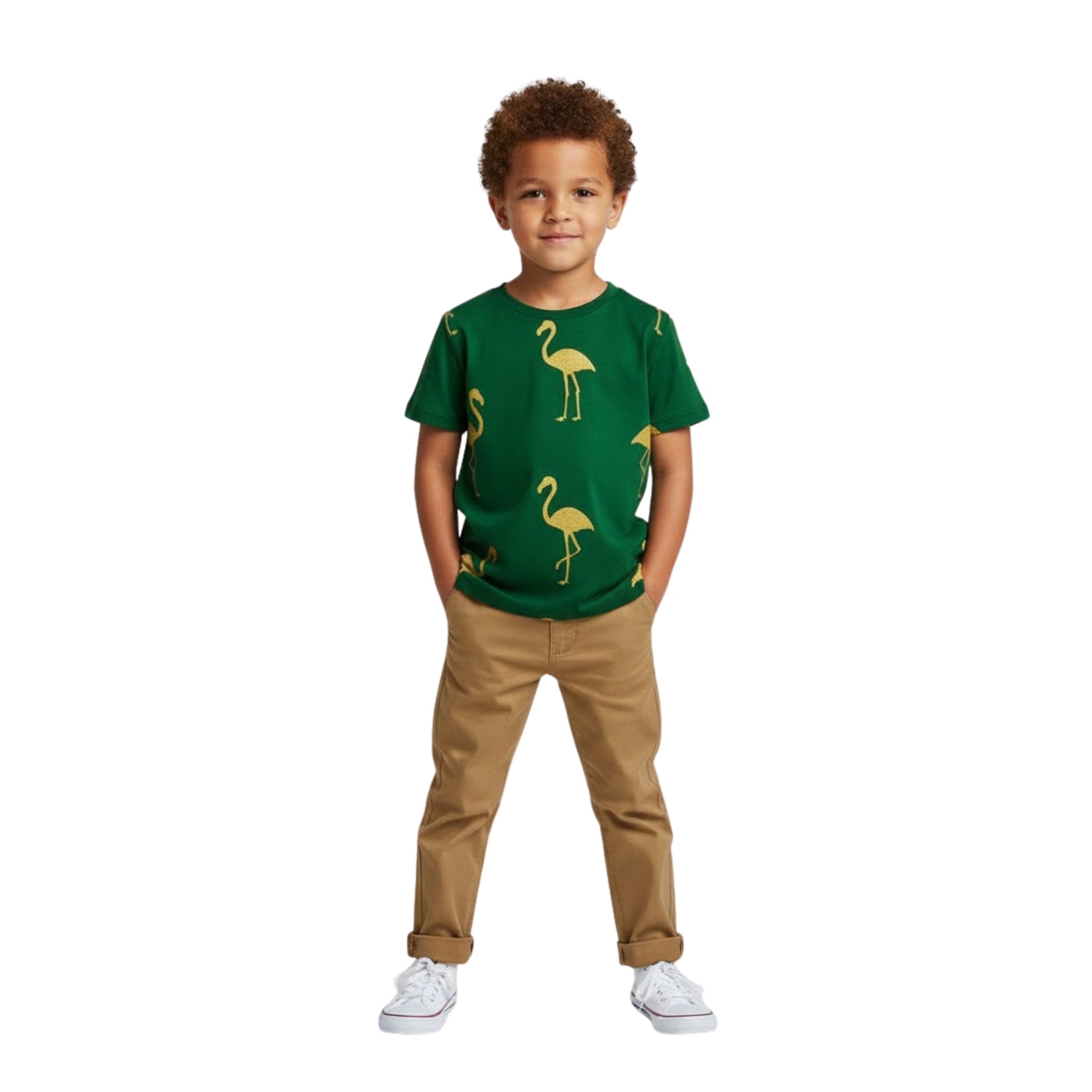 Kids Gold Flamingo Tee t-shirt on boy