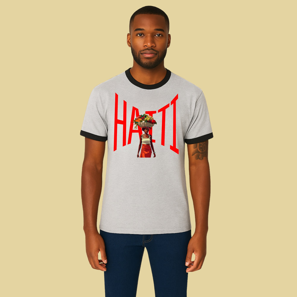 Haitian Heritage Ringer Tee — Breakin Atoms premium streetwear