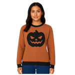 Model wearing Breakin' Atoms "Shadow Jack Knitted Sweater," a bold black and grey crewneck with abstract character artwork and streetwear edge — perfect for cold-weather expression and artistic layering. thumbnail 1